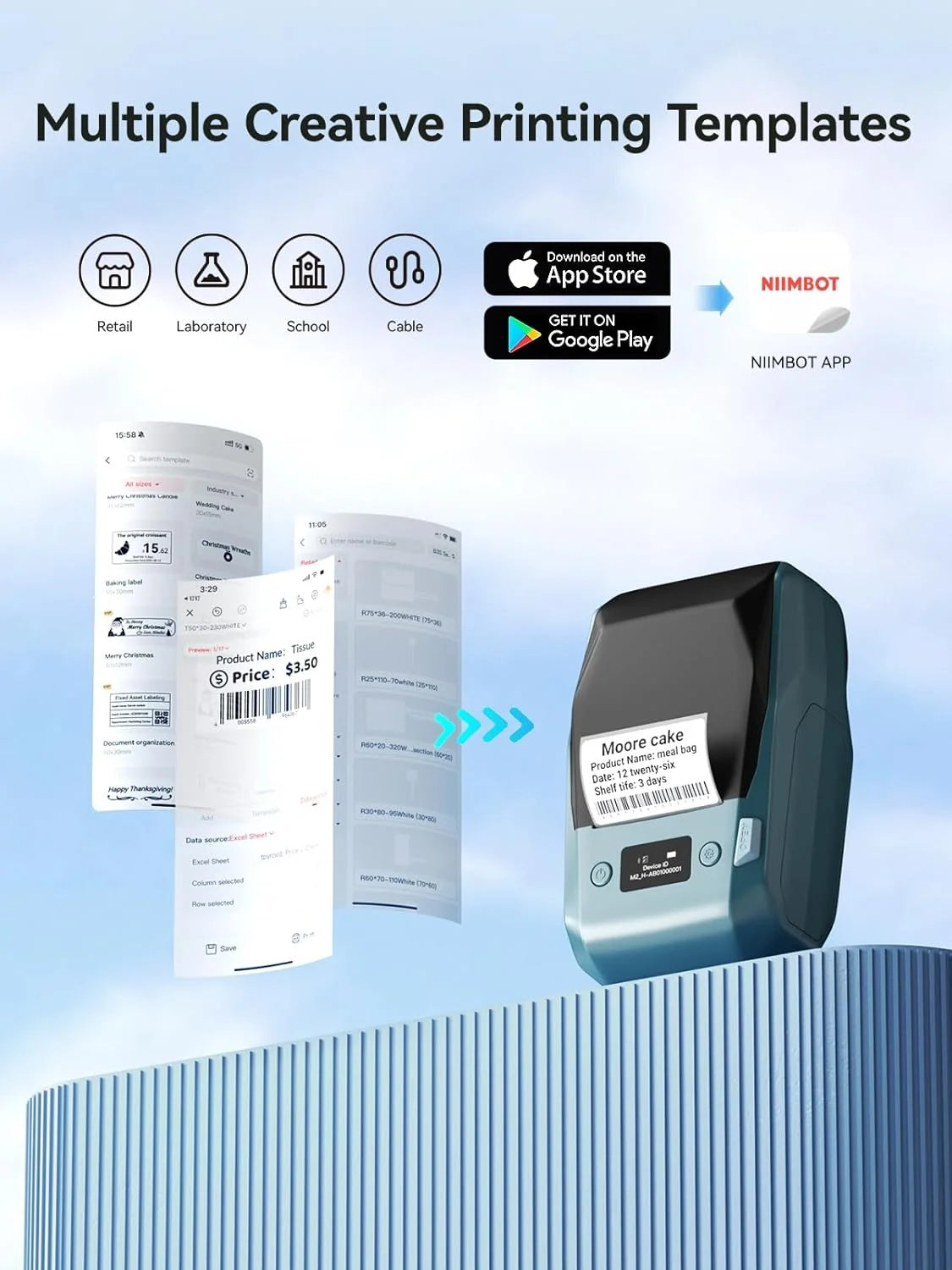 300DPI NIIMBOT M2 Portable Thermal Transfer Label Printer Bluetooth Multi-function Sticker Maker Machine for Office Clothes Tag