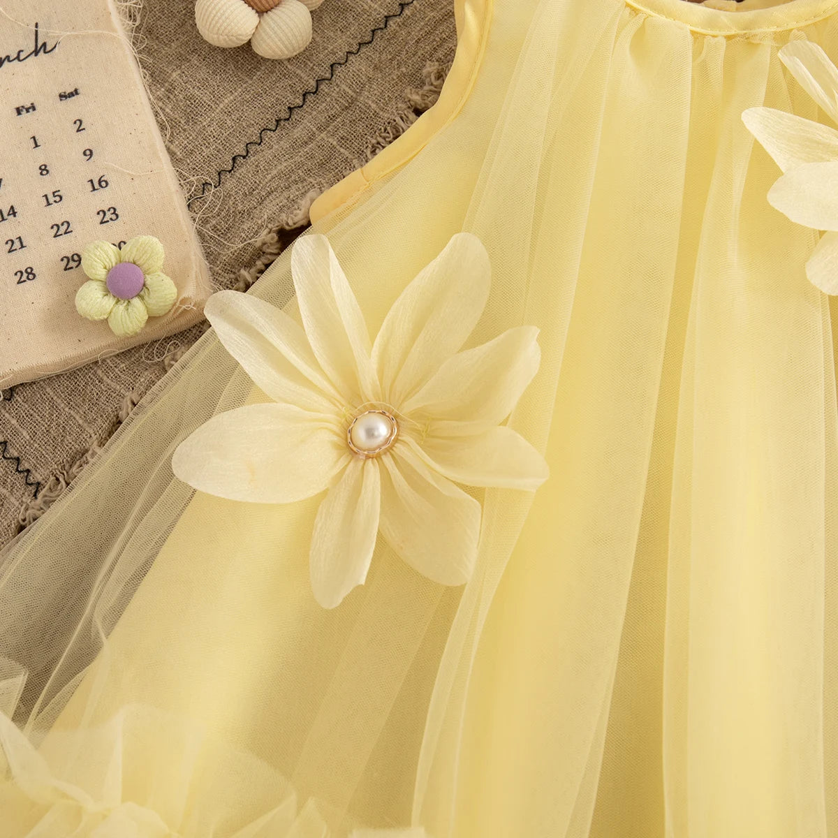 Baby Girl Pink Dress Flower Sweet Sleeveless Feather Gauze Princess Dress Wedding Party Dress for Kids Girl