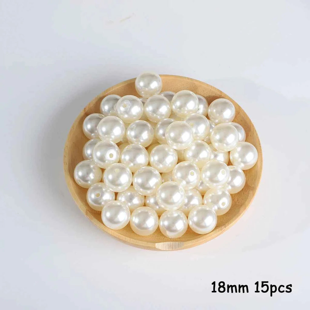 3-20mm 10-1000pcs straight hole ABS imitation pearl beige white bracelet with round beads for DIY craft jewelry making products