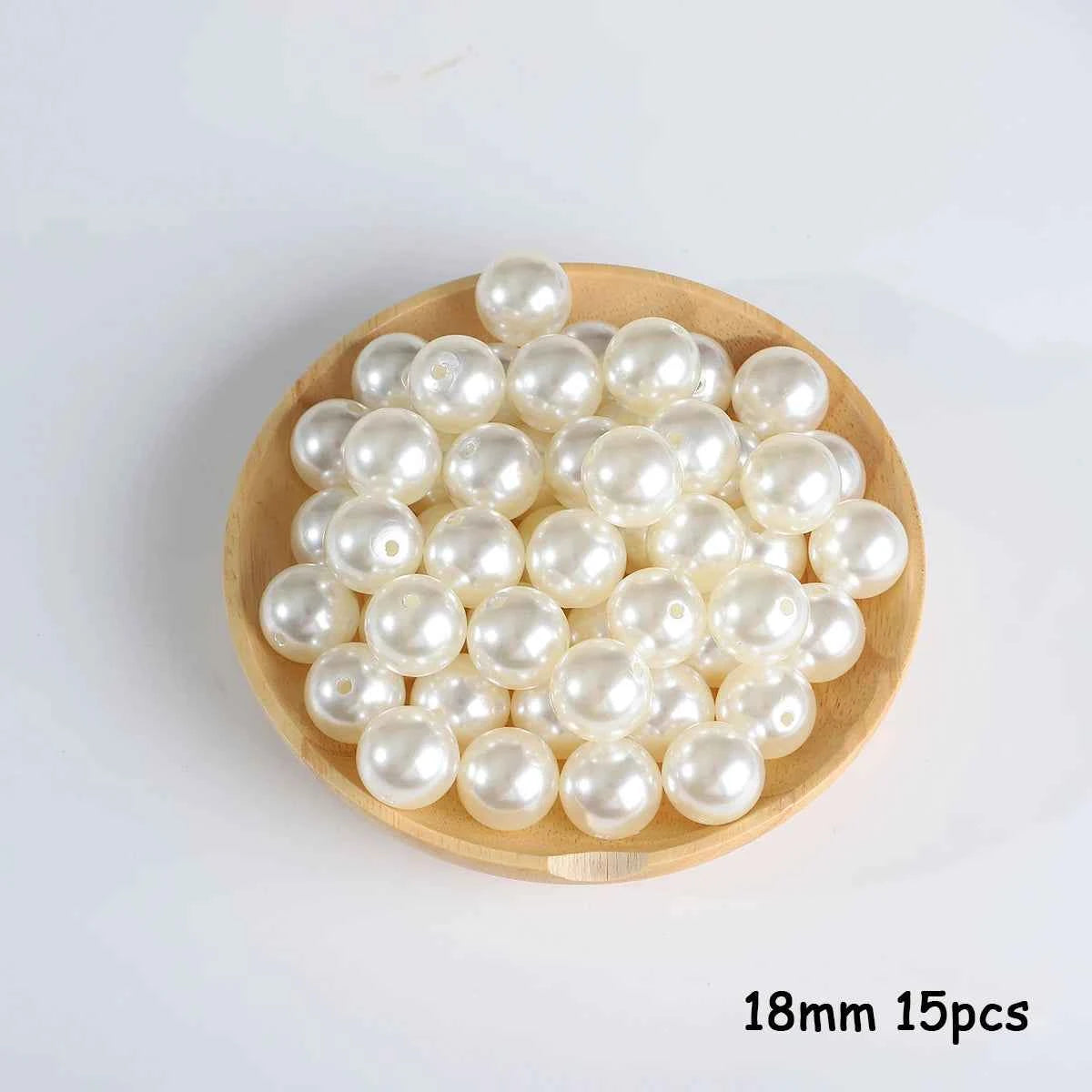 3-20mm 10-1000pcs straight hole ABS imitation pearl beige white bracelet with round beads for DIY craft jewelry making products