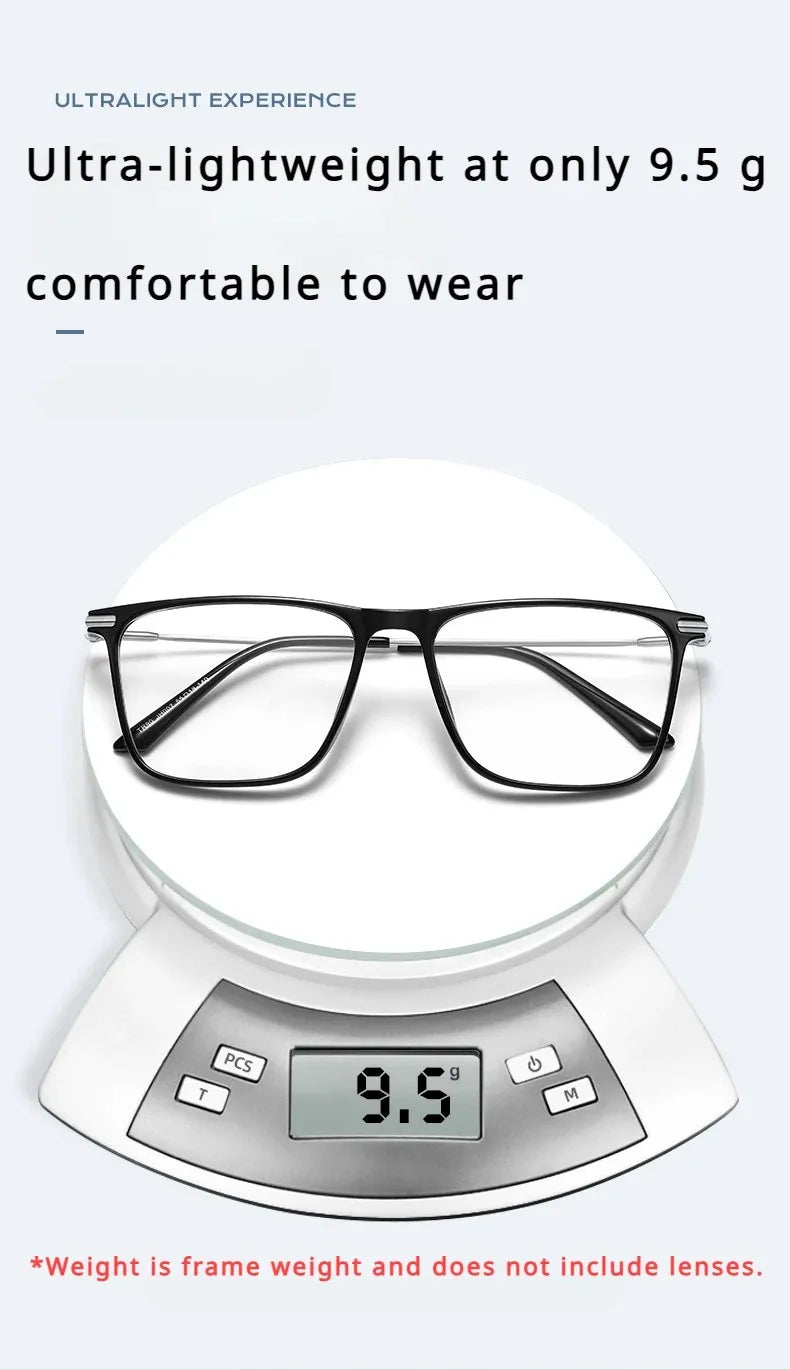 VICKY Classic Titanium Men's Square Frame Simple Design Blue Light Reading Glasses Customizable Prescription Photochromic 007