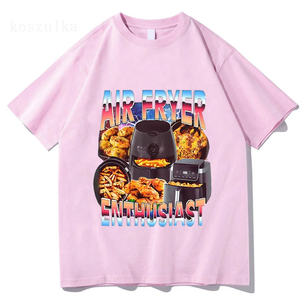 Air Fryer Enthusiast Funny Cooking Meme T-Shirt Men Women Fashion Vintage Short Sleeve T-shirts Cotton Casual T Shirt Streetwear
