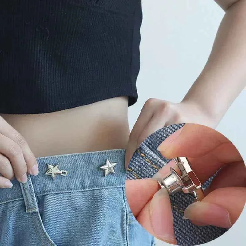 Mental Star Belt Adjustable Seamless Invisible Waistband Buckle Jeans Waist Tightening Tool Fashion Luxury Decoration Accessory