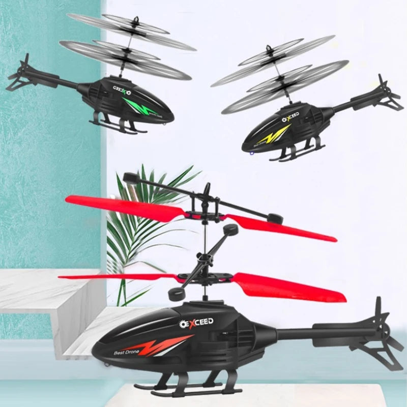 RC Helicopter 2CH Induction Remote Control Floating Airplane Gesture Control Aircraft Suspension Quadcopter with LED Kid Gift