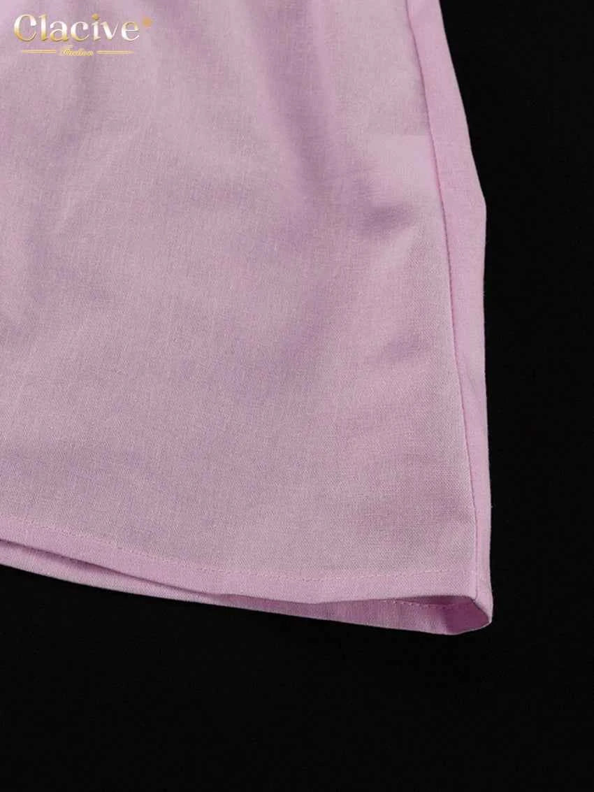 Clacive Summer Loose Pink Cotton 2 Piece Set Women Outfit 2025 Fashion Sleeveless Tank Top With High Waist Wide Pants Set Female
