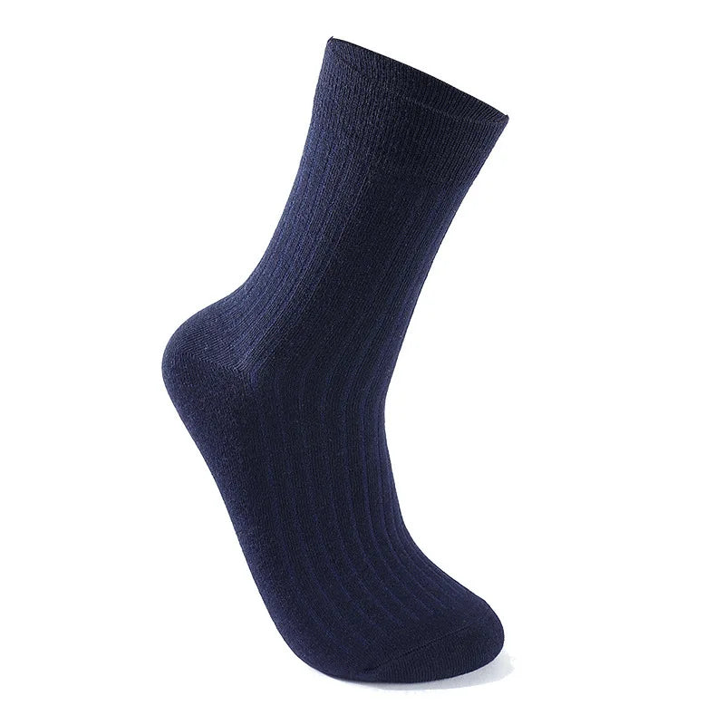 5 Pairs Socks Men's Mid-tube Sweat Absorption Business Sports Black Solid Color Stockings Autumn Winter Double Needle Breathable