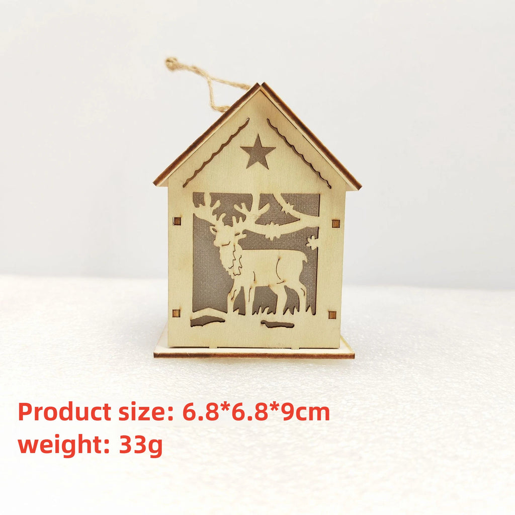 New Holiday Wooden Decorations for Christmas Houses, Wooden Cabin Ornaments, Handmade Wooden Crafts, Christmas Ornaments