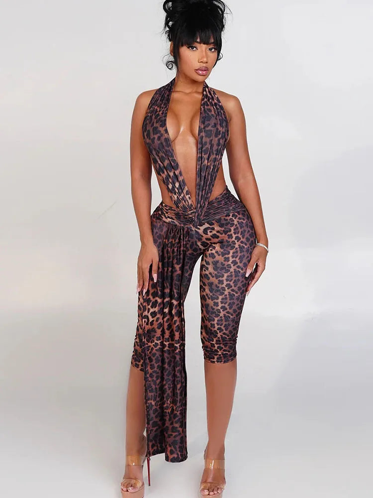 Sisterlinda Backless Halter Romper Women Ribbon Patchwork Sleeveless Elastic Workout Activewear Midnight Activity Slim Playsuits