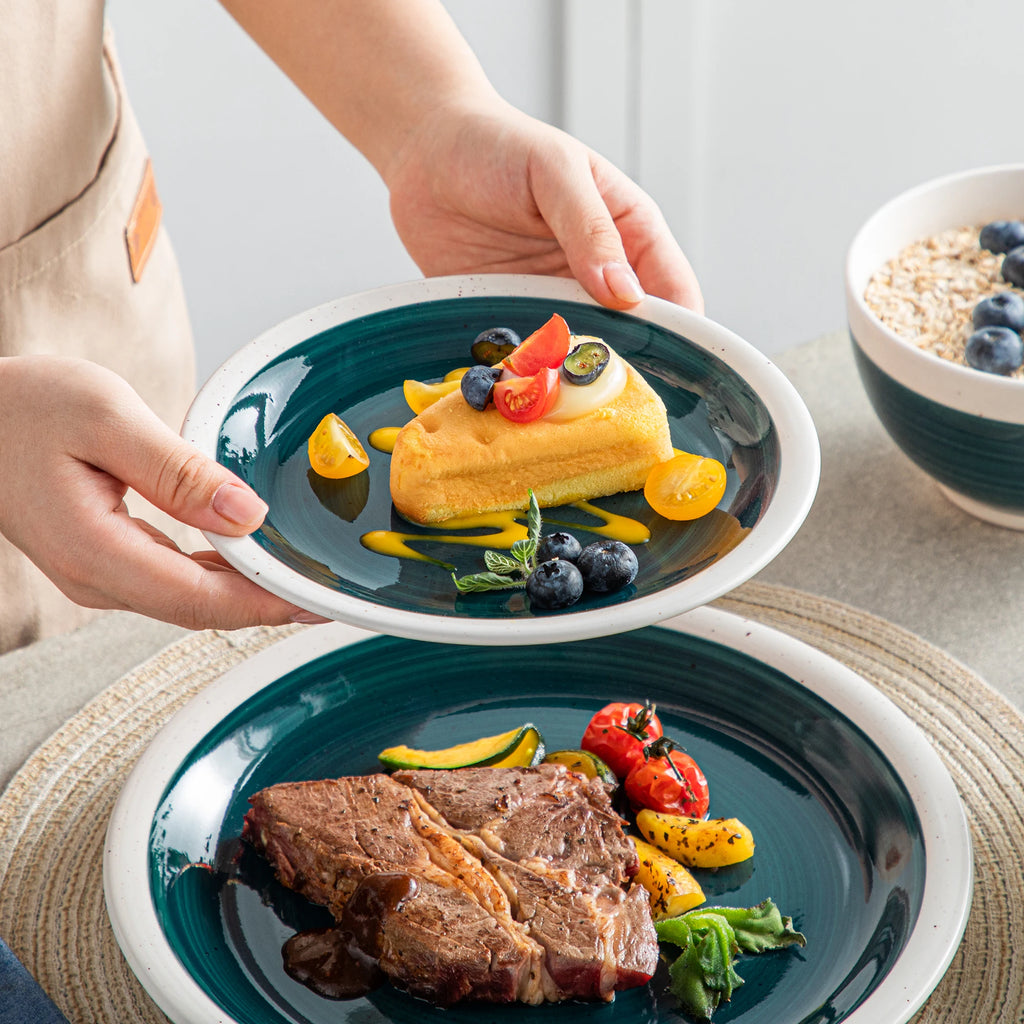 VANCASSO ORI 16/32 Piece  Stoneware Tableware Set with Dinner/Dessert Plate Cereal/Pasta Bowl  for 4/8 person 4 color Optional