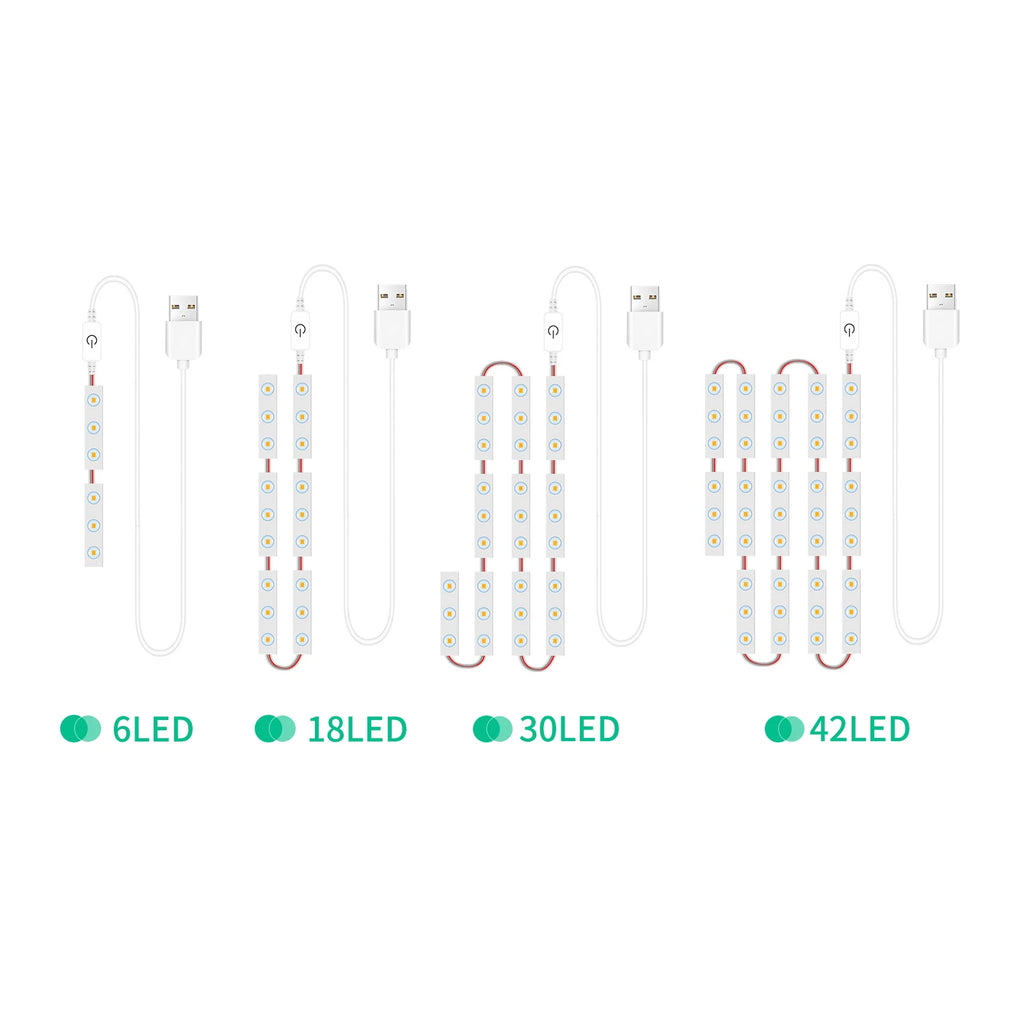 LED Makeup Mirror Lights 6/18/30/42 LEDs Dimmable Touch Control Vanity Bathroom Dresser Mirror Light with USB Cable Strip Lights