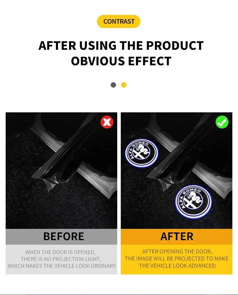 2Pcs Fashion LED Car Door Welcome Light Logo Projector for Alfa Romeo Spider Giulia Giulietta 147 156 159 Mito Stelvio GT Spider