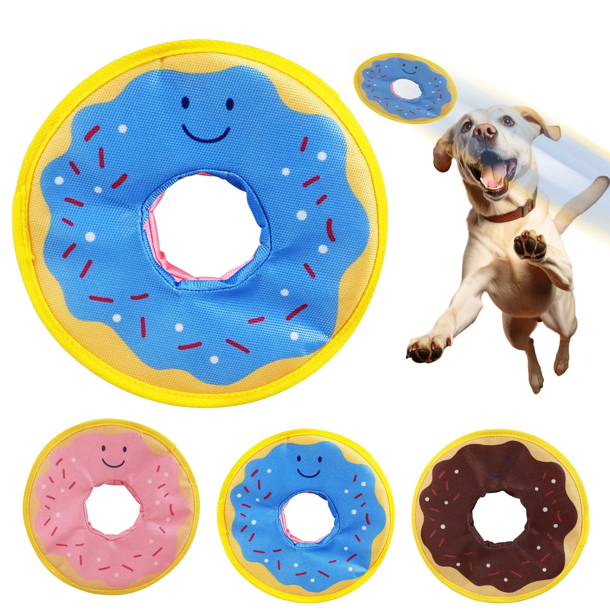 Dog Donut Squeaky Flying Disc Toy – Bite Resistant Fun