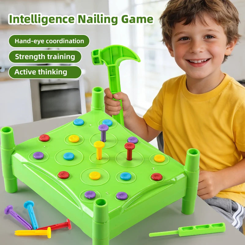 Kids Nail Hammering Game Toy - Parent-Child Interactive Percussion Toy for Fine Motor Skills, Concentration & Hand-Eye Coordina