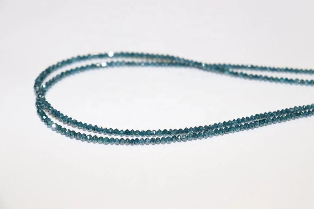 AAA Grade Natural Blue Diamond Faceted Rondelle Beads 1.8-2.2mm 11.5 Carat 38cm Strand Length Hole Diameter 0.5mm Indian Gem