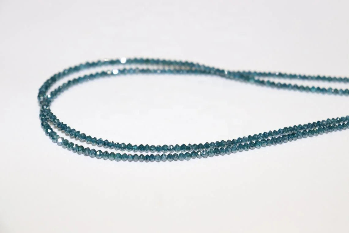 AAA Grade Natural Blue Diamond Faceted Rondelle Beads 1.8-2.2mm 11.5 Carat 38cm Strand Length Hole Diameter 0.5mm Indian Gem