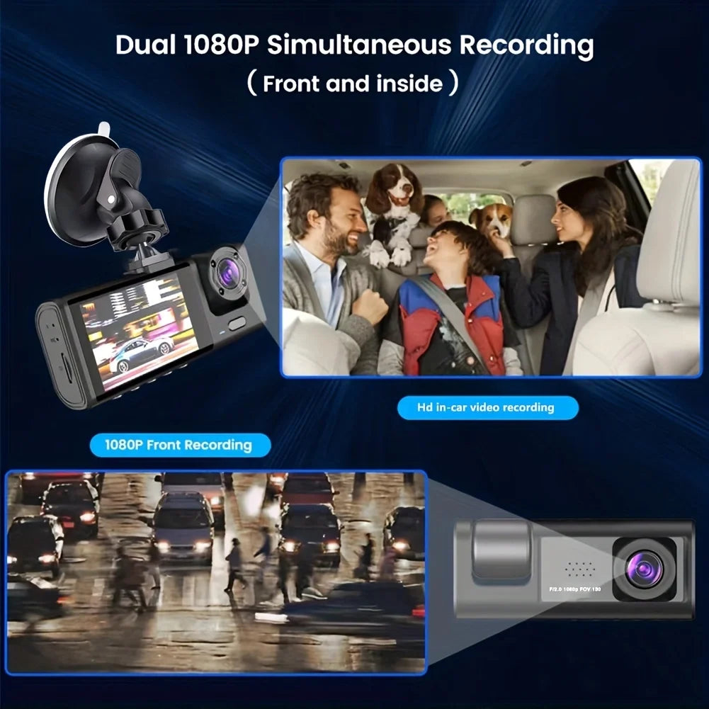 1080P Dual Lens Car Dash Cam – Front and Cabin Recording