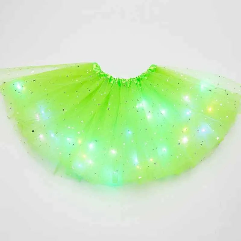 LED Glowing Light Kids Girls Princess Tutu Skirts Children Cloth Wedding Party Dancing Miniskirt Costume Cosplay Led Clothing