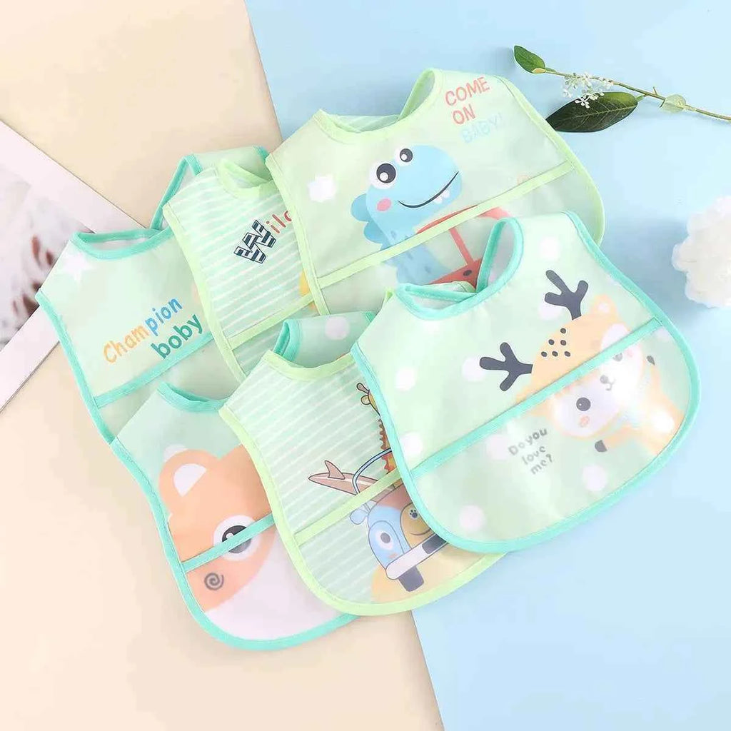 Random 5pcs Cartoon Animals Waterproof Bibs Baby Kids Girls Boys Waterproof Saliva Toddler Feeding Bibs Baby Bibs Aprons Adjusab