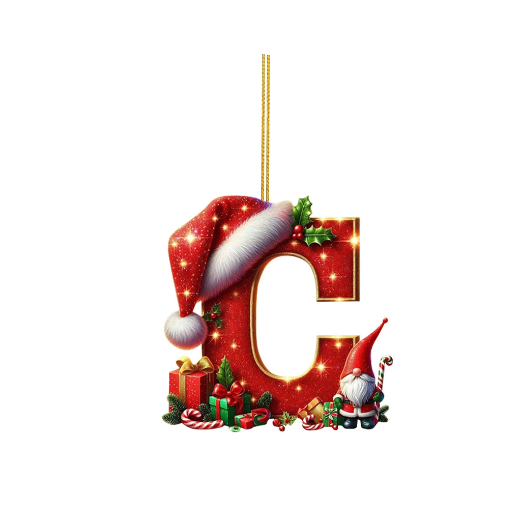 2D Home Decorations Ornaments 26 Letter Pendant For Christmas Tree Decor Christmas Ornaments Acrylic Flat Christmas Tree