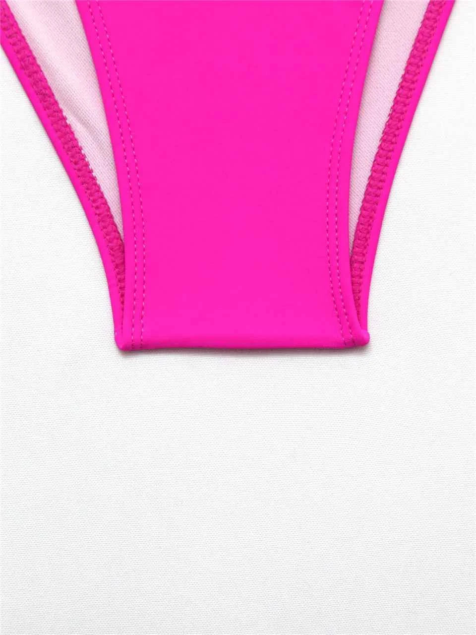 2025 High Waist Bikini Straped Swimsuit Block Color Women Solid Swimwear Female Bathers Bathing Swimming Suit Beachwear Summer