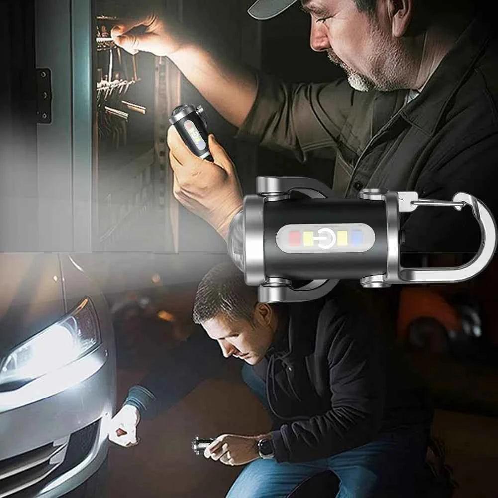 COB LED Keychain Flashlight Multifunctional Pocket Flashlight USB Rechargeable Portable Keychain Torch for Camping Hiking