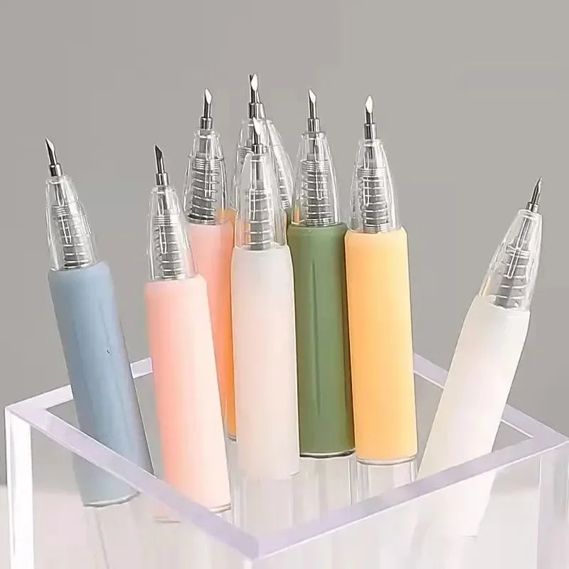 6/1pcs Wrapping Cutting Utility Pen Knife Retractable Press Hand Account Pen Knife Creative Art Paper Cutting Tool for Student