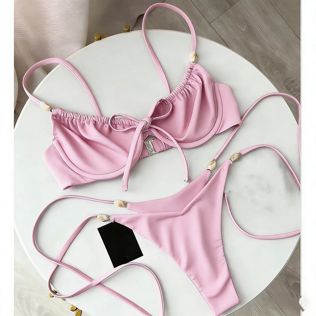 Push Up Bikinis 2026 Sexy Women Swimsuit Swimwear Female Bikini Set Beads Biquini Bathing Suit Dot Swimming Suit Beachwear