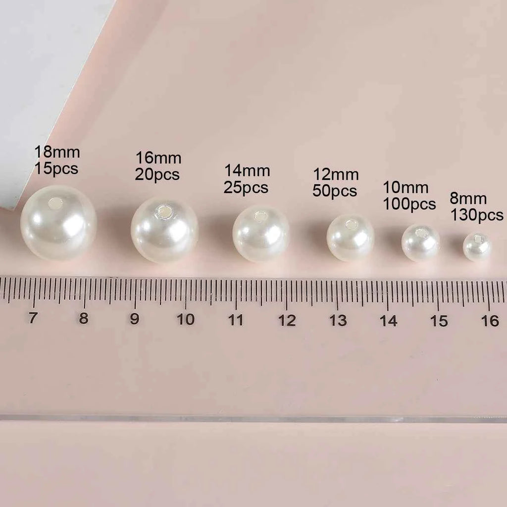 3-20mm 10-1000pcs straight hole ABS imitation pearl beige white bracelet with round beads for DIY craft jewelry making products