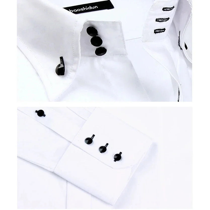 Men's Dress Shirts with New Stretch and Anti-Wrinkle Technology, Long Sleeve Business Blouse for Slim Fit Camisa Social