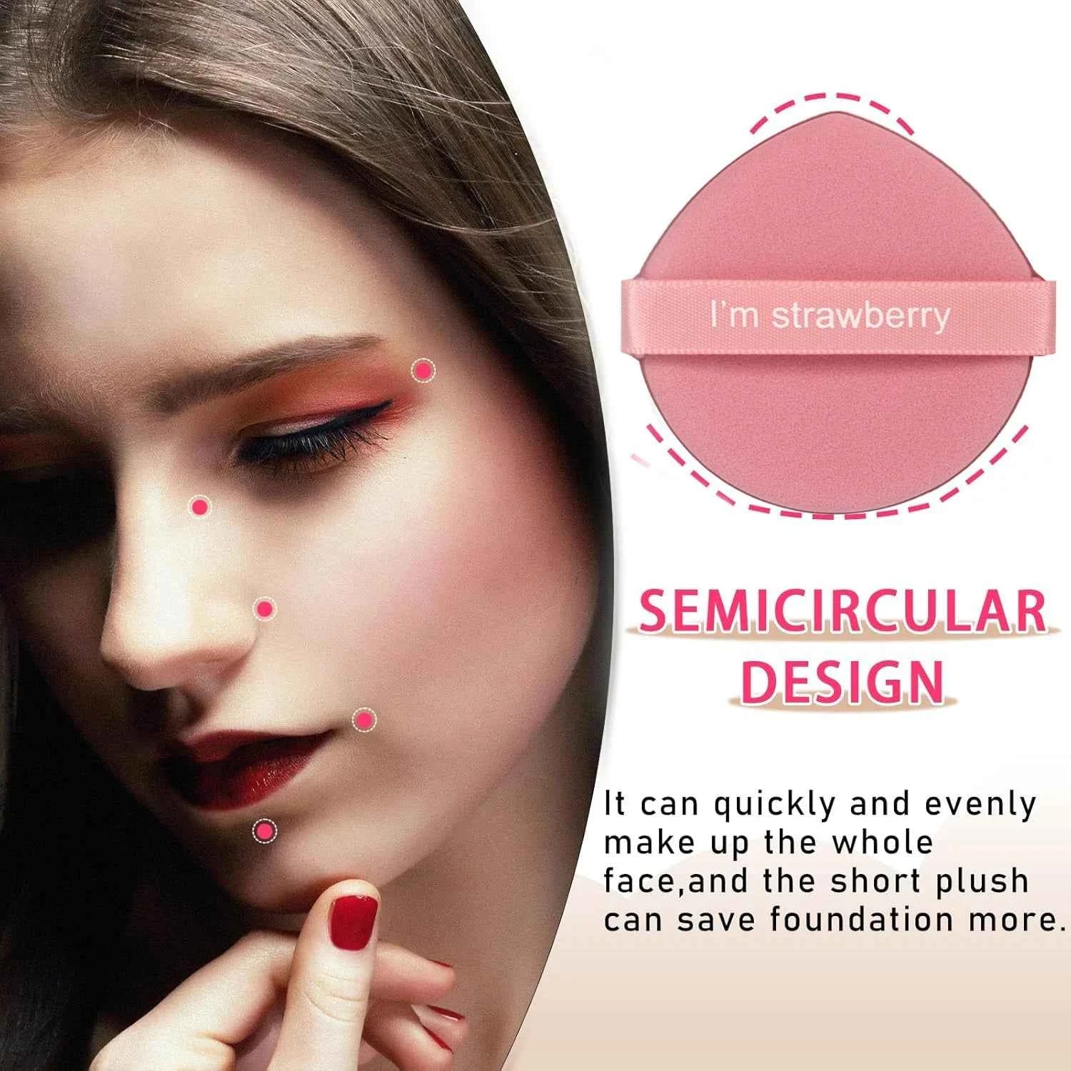 Karsyngirl 7Pcs/Box Strawberry Cosmetic Puff Set Double Side Women Soft Makeup Sponge Beauty Make up Powder Tools