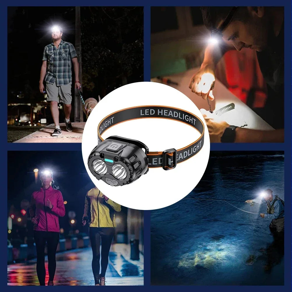 Emergency Head Flashlight Motion Sensor LED Forehead Flashlight USB Charging 250LM XPE LED Headlamp for Outdoor Fishing