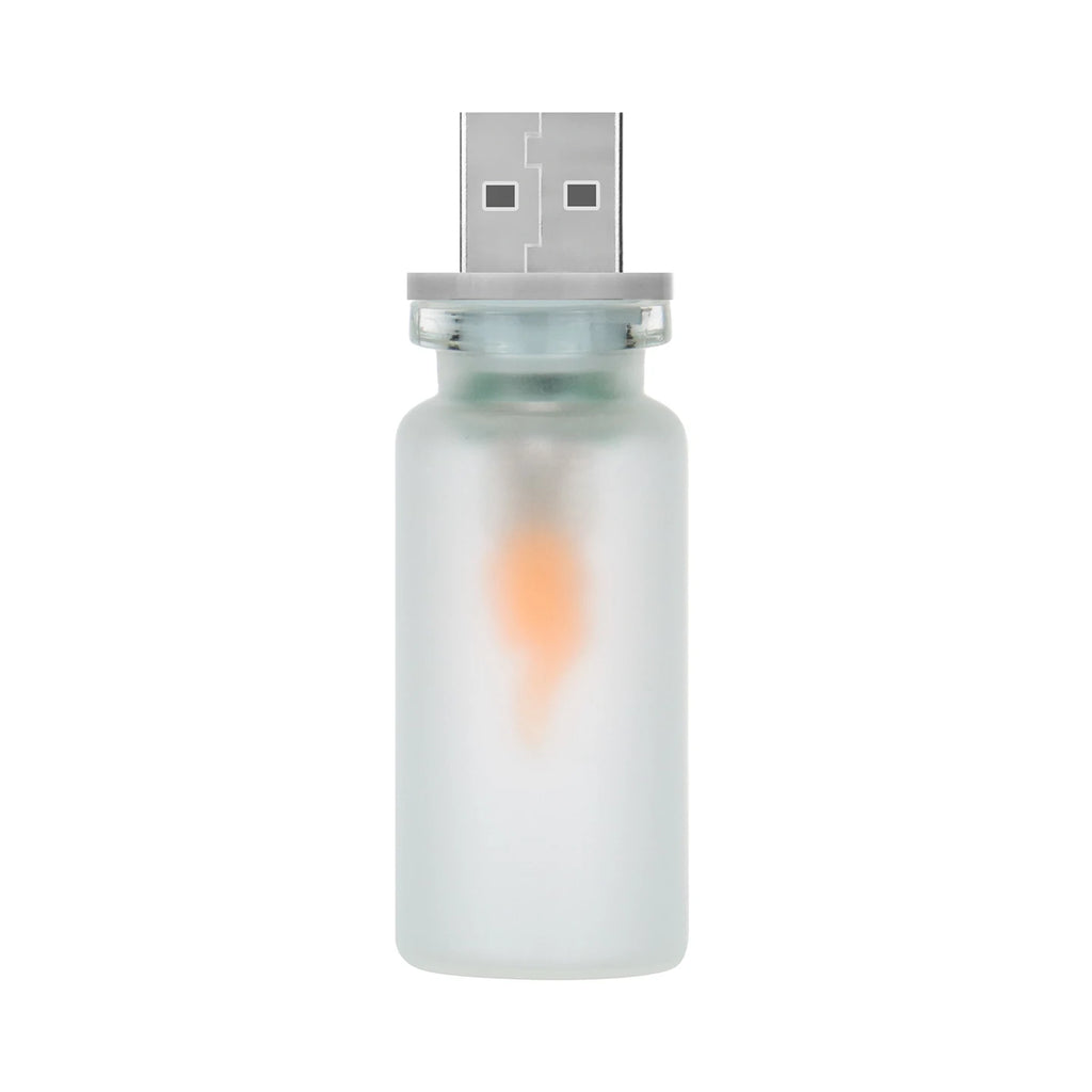USB Flame Flickering LED Frosted Clear Glass Candle Night Light Simulated Flame for Car Home Room Laptop PC Festival Decoration