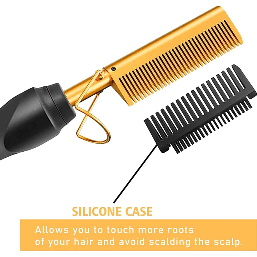Professional Lace Wig Install Kit with Hot Comb Hair Straightener, Lace Tint Mousse, Strong Hold Wig Glue & Rosemary Oil, Complete Wig Styling Set