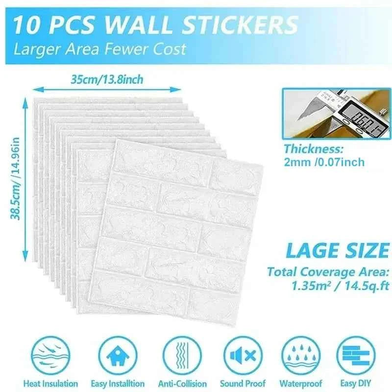 3D Three-dimensional Wall Stickers Self-adhesive Wallpaper Anti-collision Decorative Stickers 10pc