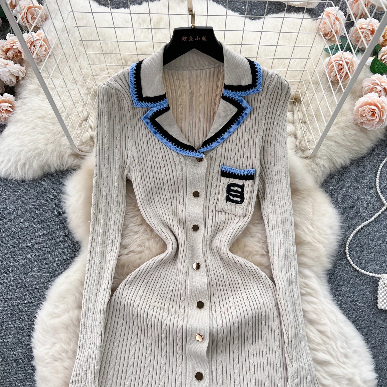 SINGREINY Autumn Winter Wear Dress Women Polo Single Breasted Pocket Design Bodycon Knitting Temperament Sweater Long Dresses