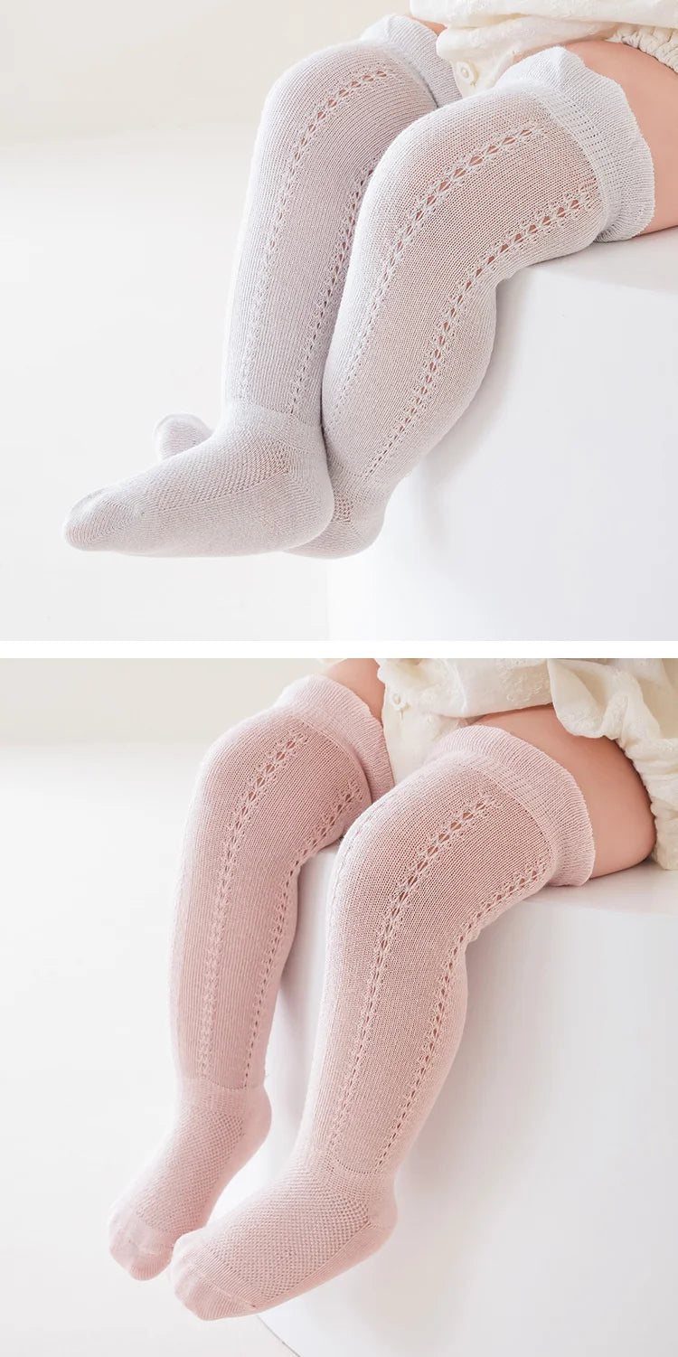 Baby Hollow Out Long Socks Breathable Mesh Cotton Boneless Knee High Sock Summer Thin Newborn Socks For Girls Boys 0-2Years Old