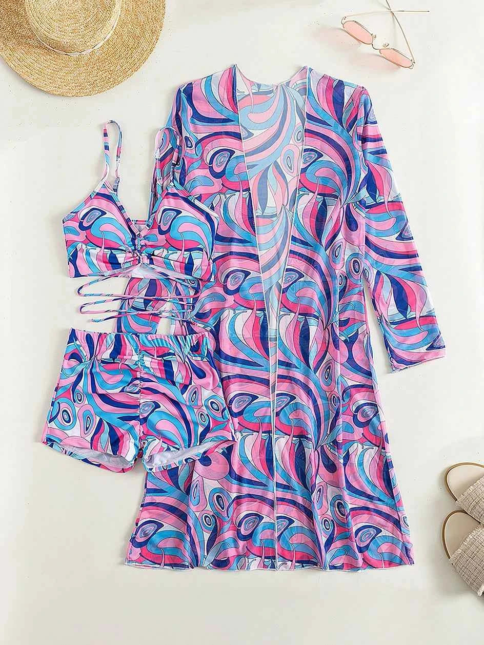 Sexy Print Bikini 2026 Women High Waist Swimsuit Cover Up Swimwear Female Lady Bathing Suit Swimming Summer Beachwear