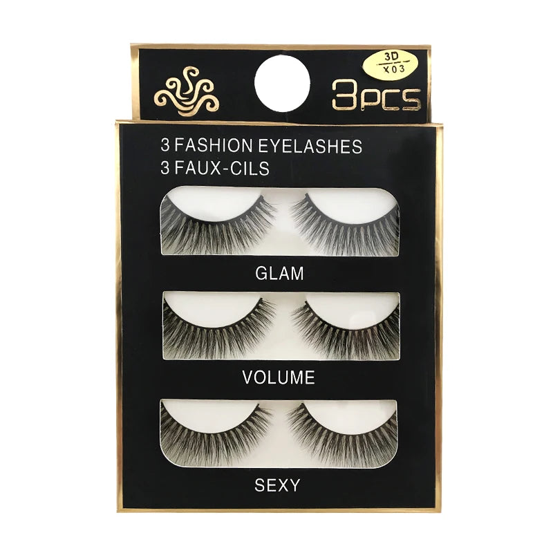 SHIDISHANGPIN 3 pairs 27 styles 3D Faux Mink Hair Soft False Eyelashes Fluffy Wispy Thick Fake Lash Handmade Eyelash Eye Makeup