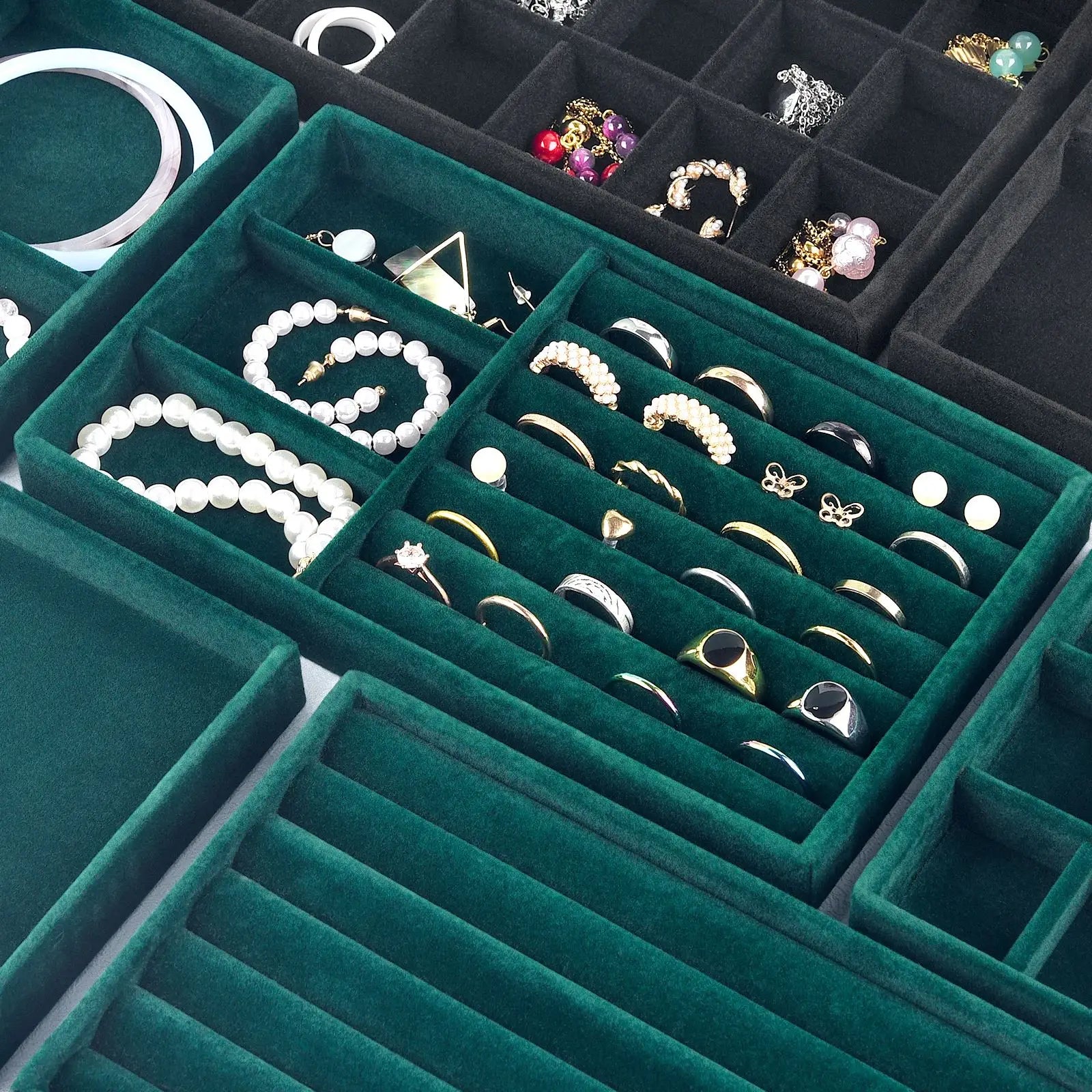 Velvet Jewelry Box Organizer DIY Earring Necklace Ring Jewelry Display Tray Portable Storage Box Jewelry Organizer Display Case