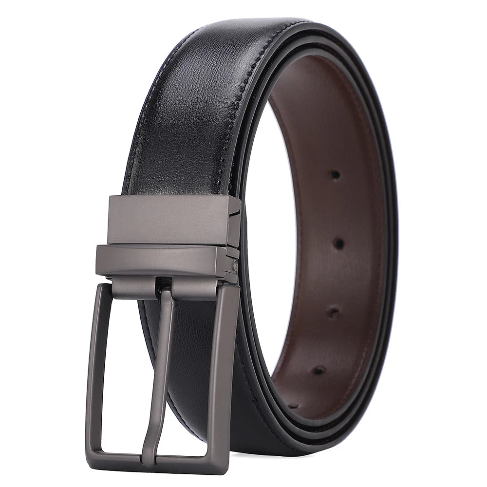 Reversible Pin Buckle Men's Belts Real Leather Male Belt for Man High Quality Designer Fashion Jeans Waist Strap Luxury Business
