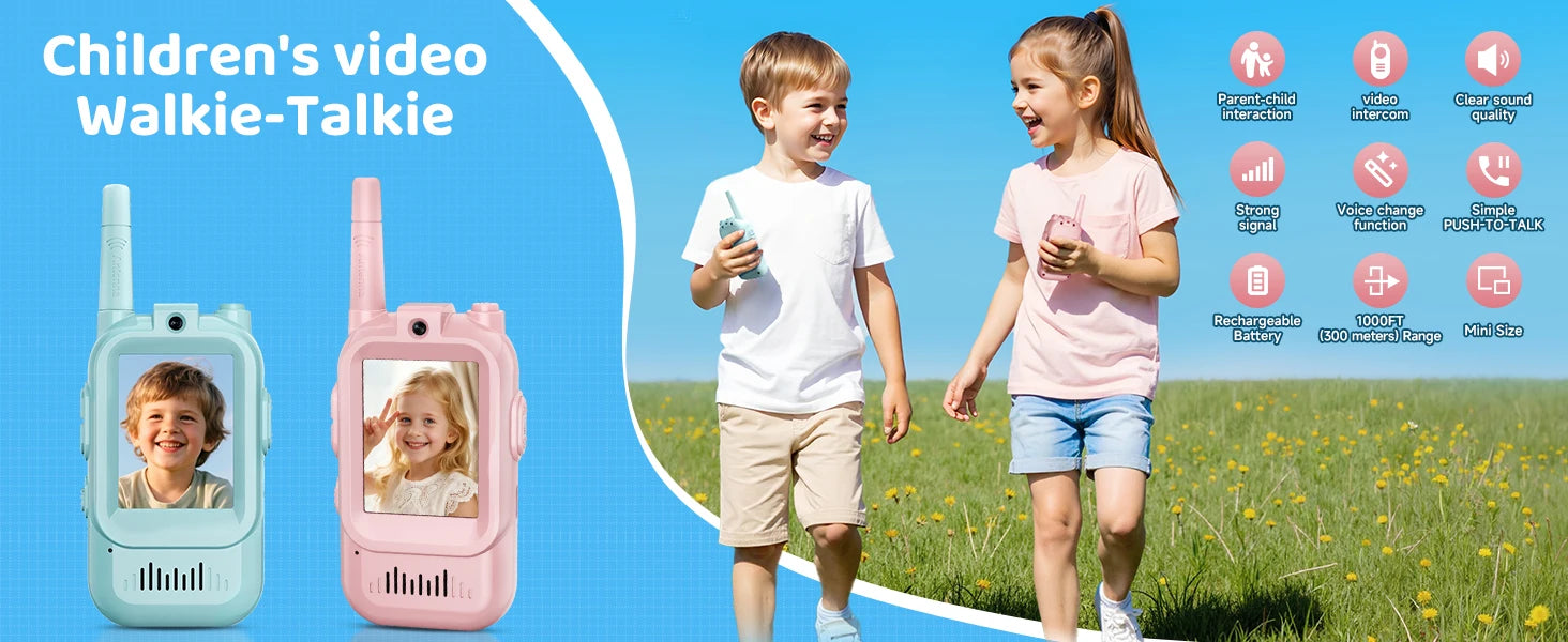 Kids Walkie Talkies Packs Long Range Two Way Radio with Clear Sound for Boys Girls Age 3-12 Outdoor Camping Hiking Adventure Toy