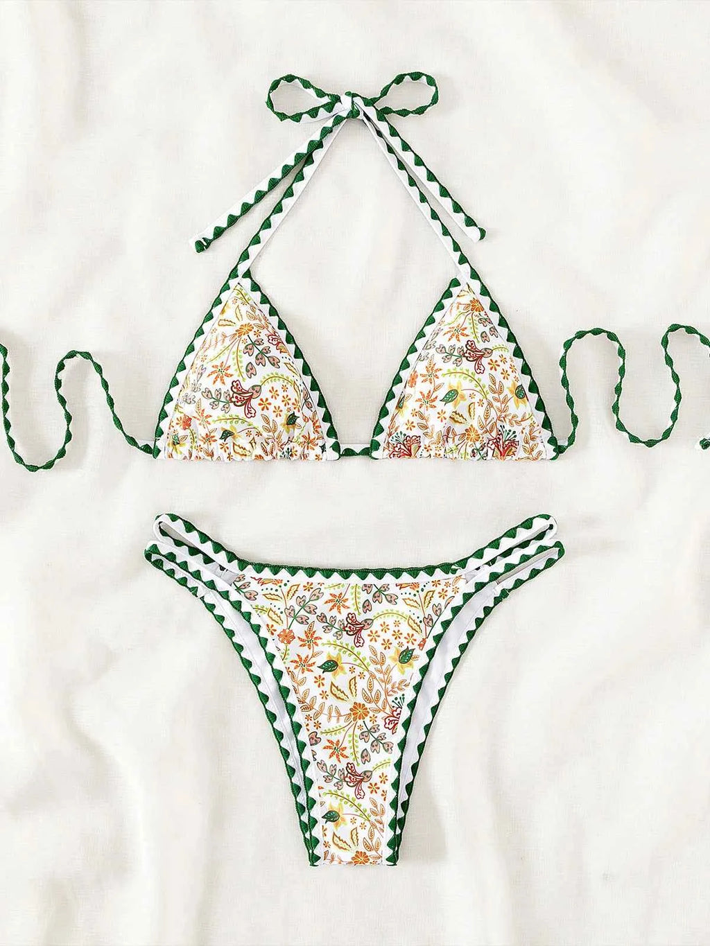 Sexy Flower Printed Halter Brazilian Bikini Female Swimsuit Women Swimwear Two-pieces Bikini set Bather Bathing Suit Swim K4997