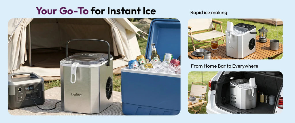 LOEFME 12kg/24h Electric Ice Maker Machine Bullet Ice 6 Mins 9pcs Ice Cubes Self-Cleaning Ice Maker for Home Cafes Camping Party