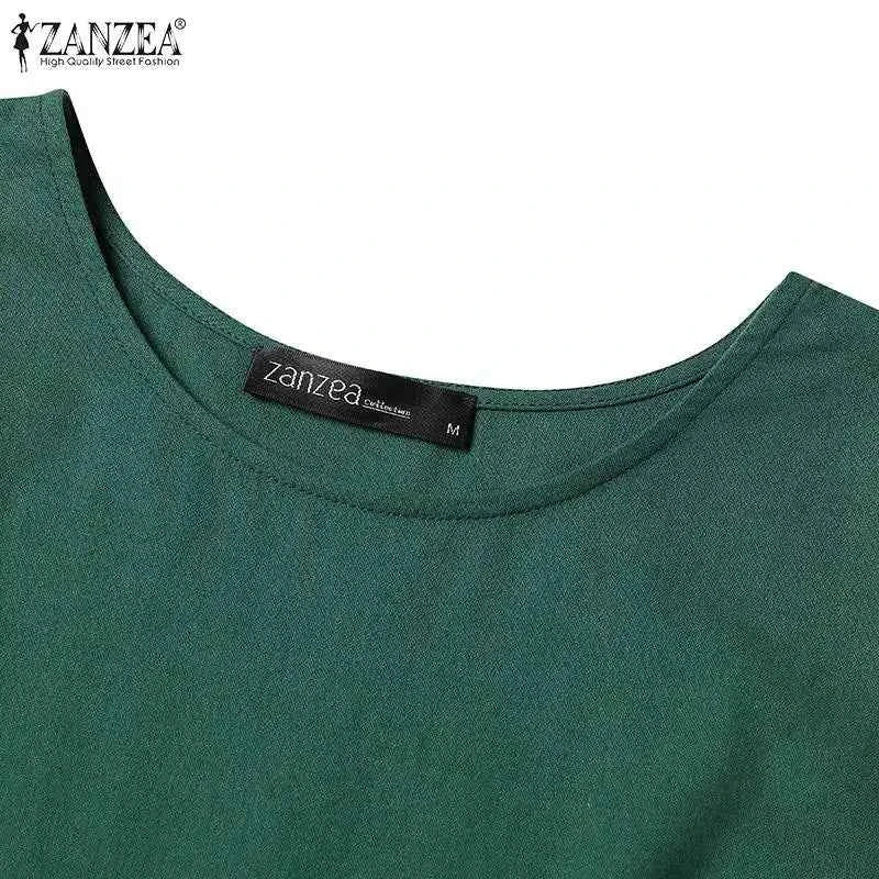2024 Summer Dress ZANZEA Fashion Sleeveless Beach Vestidos Office Work Sundress Women Elegant Solid Color Dresses Robe Femme