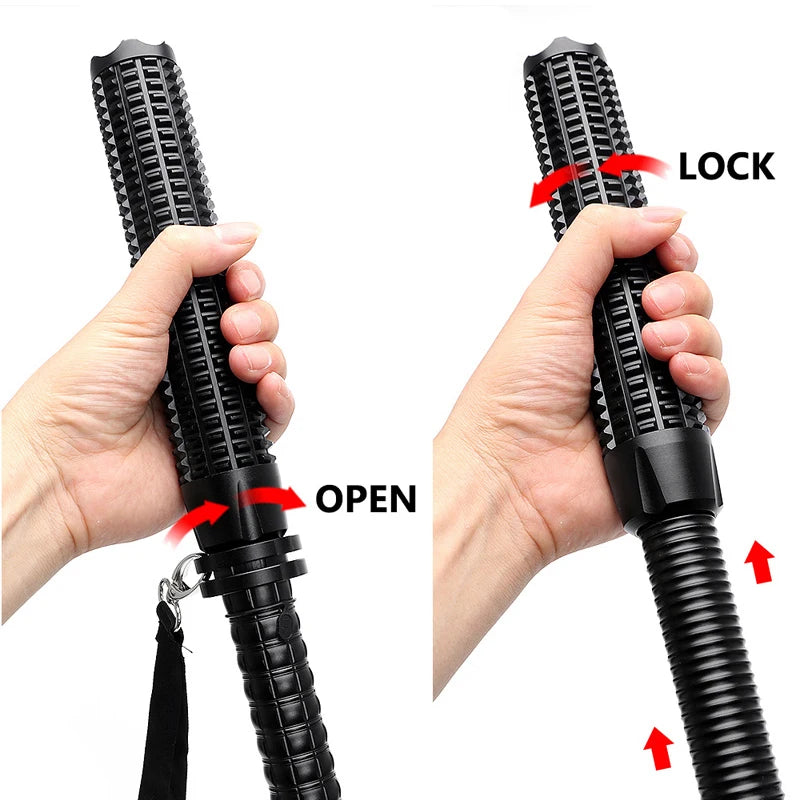 LED Defense Self-defense Flashlight Rechargeable Tactical Long Handle COB Baseball Torch Outdoor Window Breaker Hammer Emergency