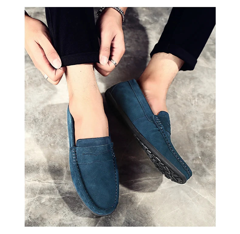 Men Casual Shoes Fashion Suede Leather Men Loafers High Quality Moccasins Slip On Men's Flats Lightweight Driving Shoes 38-47