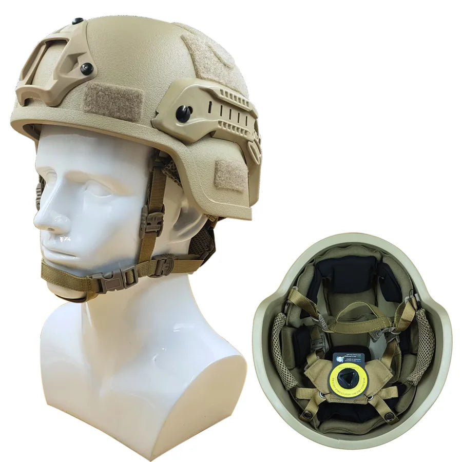 MICH Tactical Helmet with riot and impact protection. Built for field combat and military training.