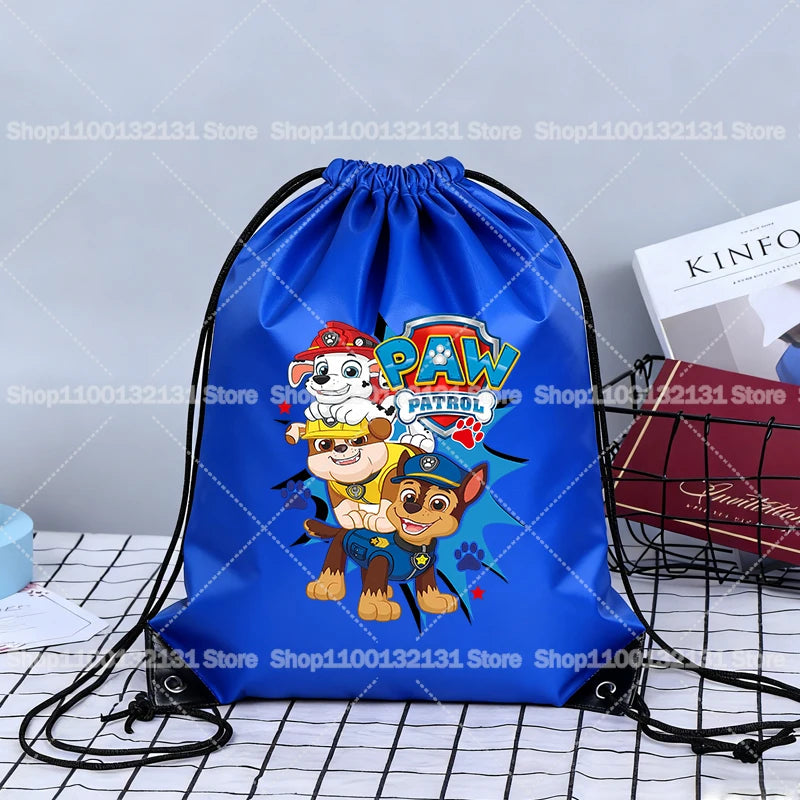Paw Patrol Drawstring Bags Anime Chase Bundle Pockets Cartoon Portable Polyester Storage Pouches Boys Girls Shoulders Bag Gift