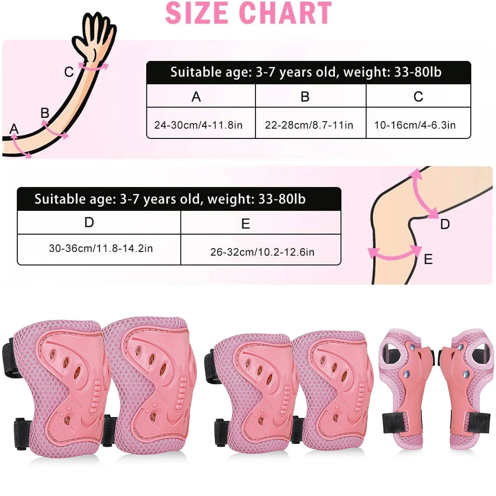 Kids Knee Pads and Elbow Pads Set with Wrist Guard 3 in 1 Kids Protective Gear Set for 3-10 Years for Skateboarding, Skiing, Cyc