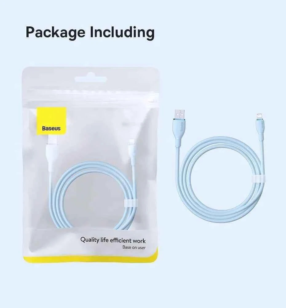 Baseus TPE 2.4A Fast Charging USB Cable for iPhone 14 13 Pro Max Xs Xr X 8 Plus Cable for iPhone iPad Air Mini 4 Charger Cable